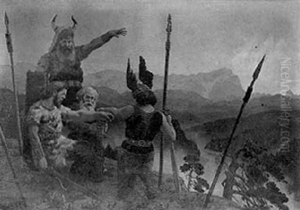 Szene Aus Der Nibelungensage Oil Painting by August Wilhelm Dieffenbacher