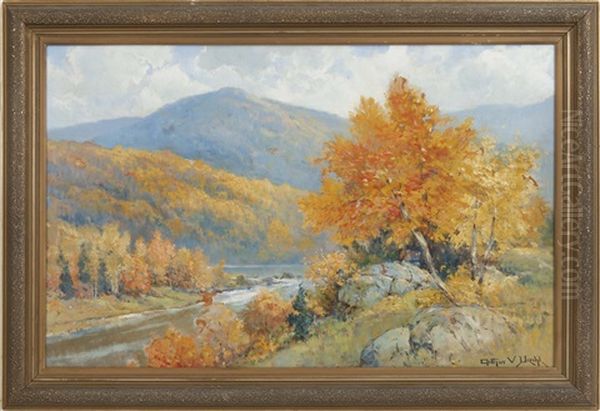 Autumnal Mountain Landscape Oil Painting by Arthur Vidal Diehl