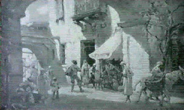 Oriental Street Oil Painting by Arthur Vidal Diehl