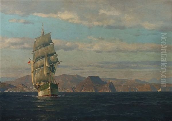 Segelschiff Auf Dem Golf Von Neapel Oil Painting by Michael Zeno Diemer