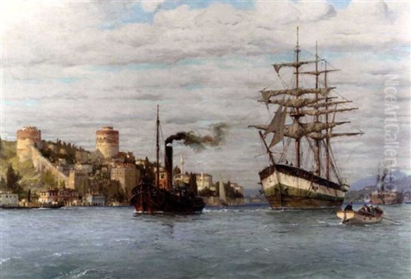 Entrance To The Bosphorus Oil Painting by Michael Zeno Diemer