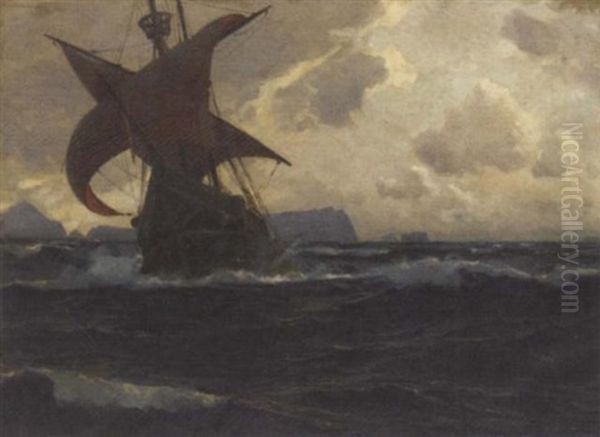 Cresting A Wave Off The Mediterranean Coast Oil Painting by Michael Zeno Diemer