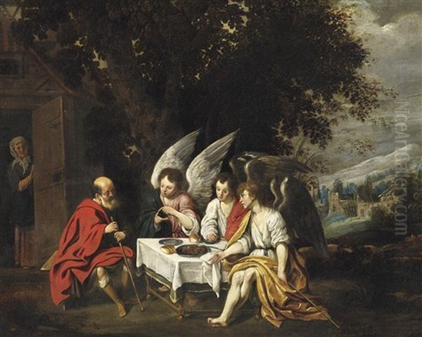 Abraham Und Die Drei Engel Oil Painting by Abraham van Diepenbeeck