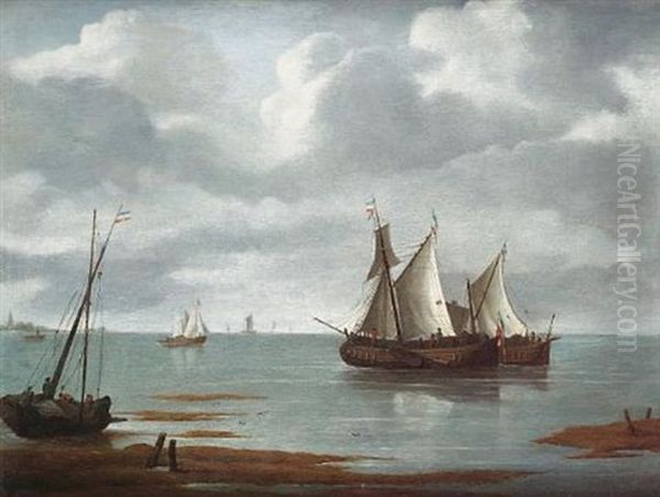Smalschips In A Calm Oil Painting by Jeronymus Van Diest