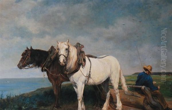 Working Horses Oil Painting by Marie Dieterle