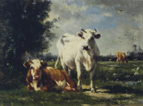 Cows Out To Pasture Oil Painting by Marie Dieterle
