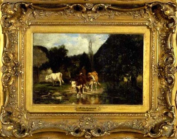 At The Brookside Oil Painting by Marie Dieterle