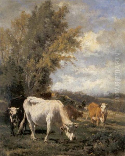 Landschap Met Koeien Oil Painting by Marie Dieterle