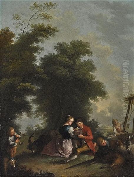 Landliche Szene Oil Painting by Christian Wilhelm Ernst Dietrich