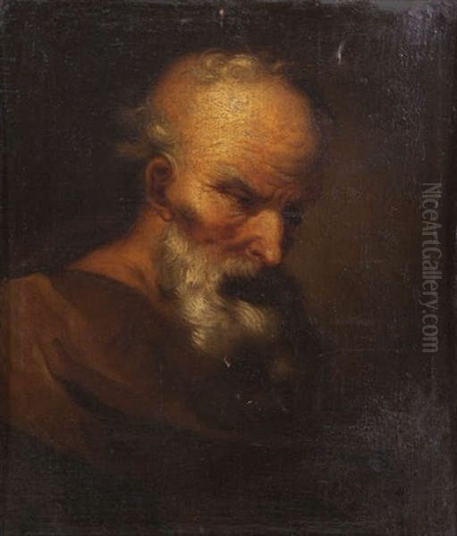 Tronie Van Een Oude Man Oil Painting by Christian Wilhelm Ernst Dietrich