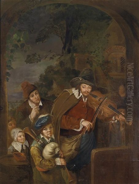 Die Wandermusikanten Oil Painting by Christian Wilhelm Ernst Dietrich