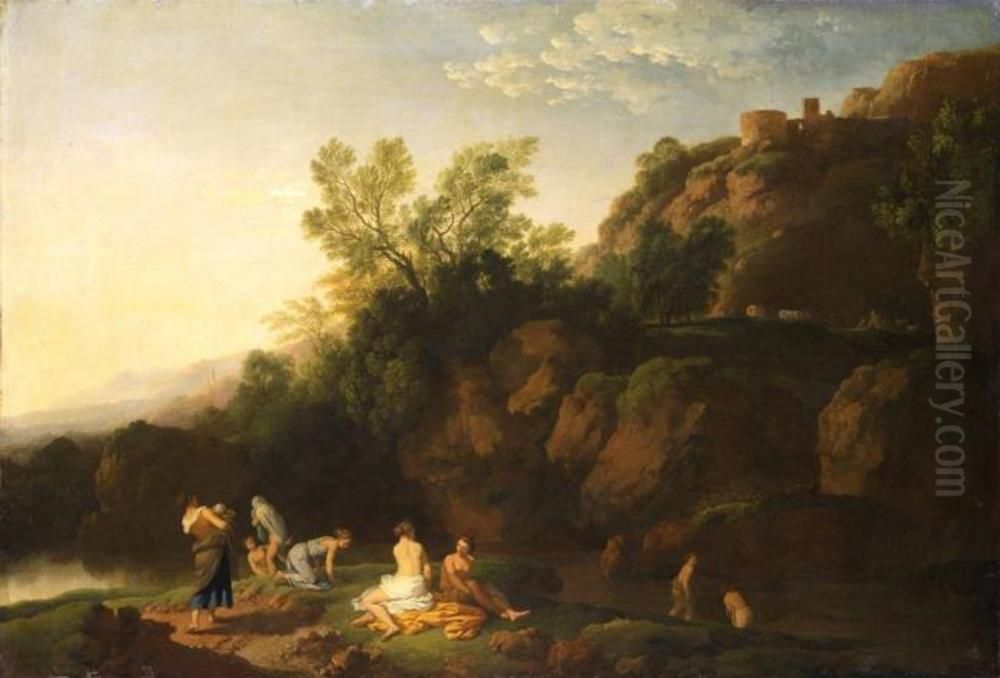 Badende Nymphen Oil Painting by Christian Wilhelm Ernst Dietrich