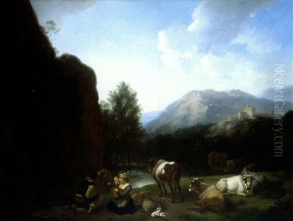 L'heureuse Famille Oil Painting by Christian Wilhelm Ernst Dietrich