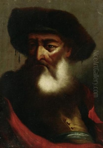 Prophetenkopfe (pair) Oil Painting by Christian Wilhelm Ernst Dietrich