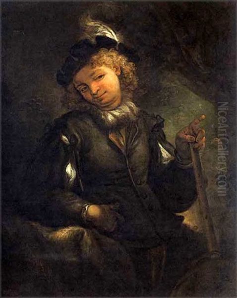 Le Flutiste Oil Painting by Christian Wilhelm Ernst Dietrich