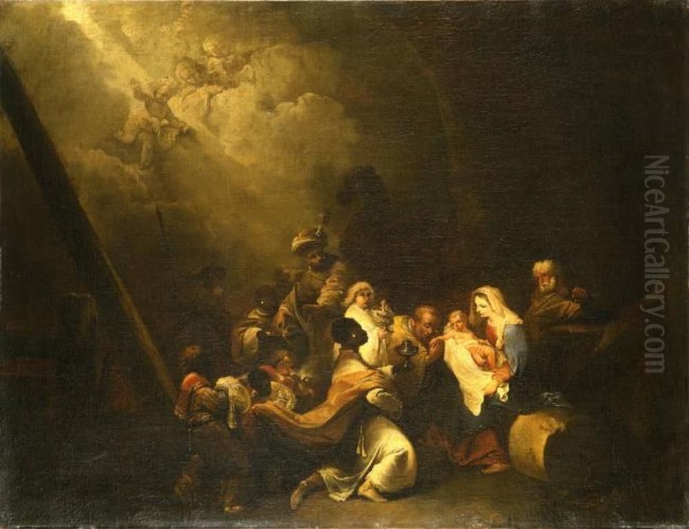 Anbetung Der Konige Oil Painting by Christian Wilhelm Ernst Dietrich