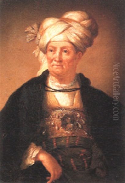 Portrait Of An Oriental Gentleman Wearing Turban Oil Painting by Christian Wilhelm Ernst Dietrich