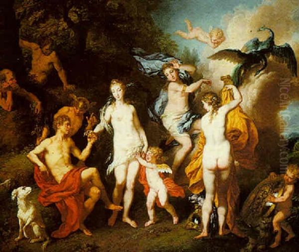 The Judgement Of Paris Oil Painting by Christian Wilhelm Ernst Dietrich
