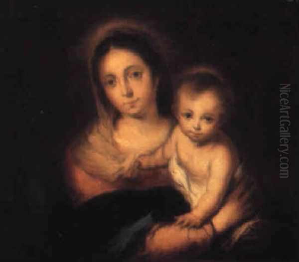 Maria Med Barnet Oil Painting by Christian Wilhelm Ernst Dietrich