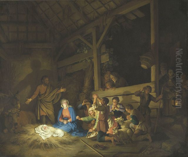 Die Anbetung Der Hirten Oil Painting by Christian Wilhelm Ernst Dietrich