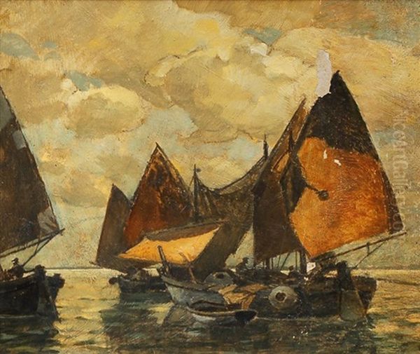 Schiffsgruppe Bei San Pietro Oil Painting by Ludwig Dill