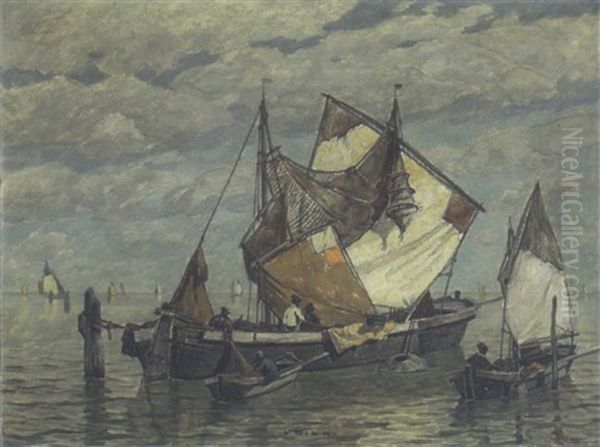 Segelboote Vor Chioggia Oil Painting by Ludwig Dill