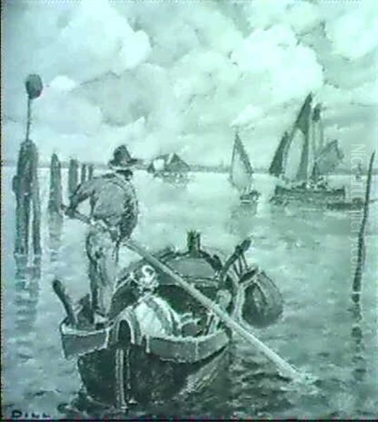 Langustenfischer In Der Lagune Vor Venedig Oil Painting by Ludwig Dill