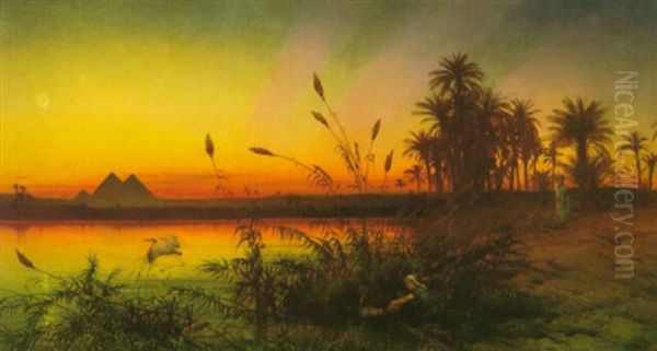 The Pyramids From The Island Of Roda Oil Painting by Frank Dillon