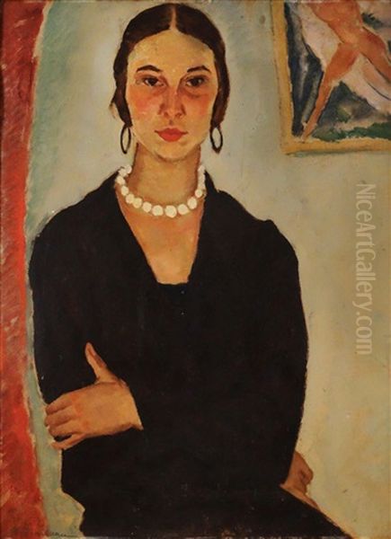 Woman's Portrait Oil Painting by Stefan Dimitrescu