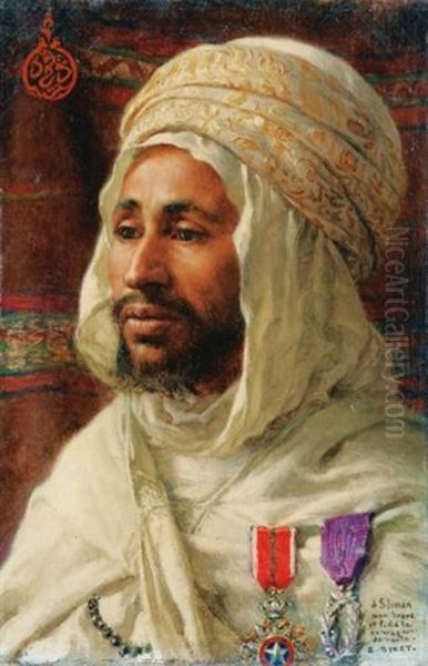 Portrait De Sliman Ben Ibrahim Oil Painting by Alphonse Etienne Dinet