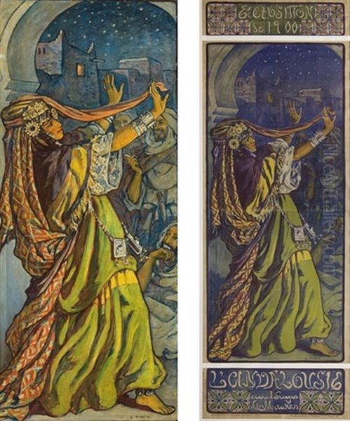 L'andalousie Au Temps Des Maures (+ L'andalousie Au Temps Des Maures Lithograph; 2 Works) Oil Painting by Alphonse Etienne Dinet