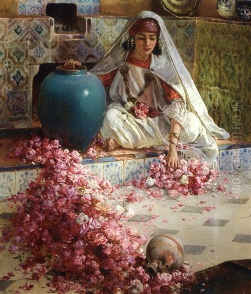 Vue Aerienne De La Palmeraie, Bou Saada Oil Painting by Alphonse Etienne Dinet