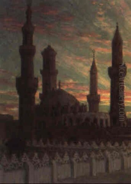 Les Minarets D'el-azhar Au Caire Oil Painting by Alphonse Etienne Dinet