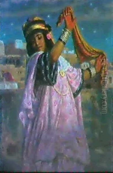 Danseuse Ouled-nail Au Clair De Lune Oil Painting by Alphonse Etienne Dinet