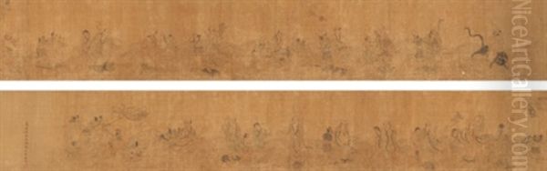 Luohans Crossing The Sea Oil Painting by Ding Yunpeng