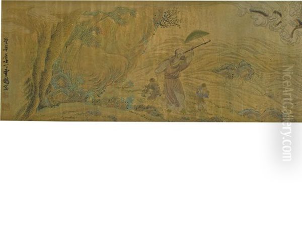 Eighteen Luohan Oil Painting by Ding Yunpeng