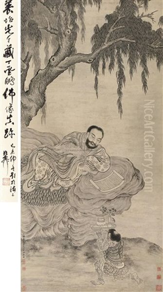 Luohan Oil Painting by Ding Yunpeng