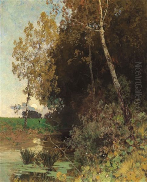 Bachlandschaft Oil Painting by Adolf Gustav Ditscheiner