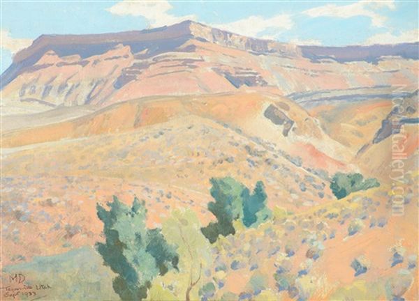 Ditch Line And Mesa, Toquerville Oil Painting by Maynard Dixon