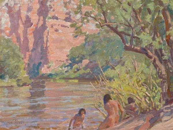 Banks Of Black River Oil Painting by Maynard Dixon