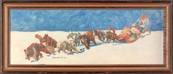 Of An Inuit With A Dogsled Oil Painting by Maynard Dixon