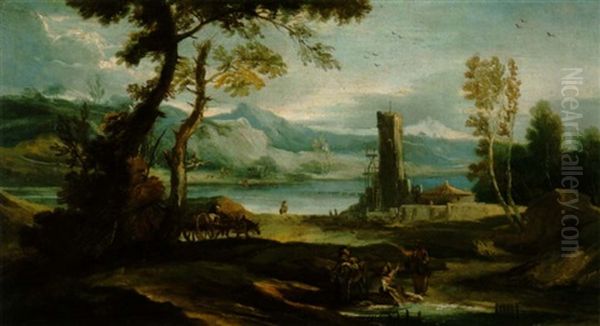 Paesaggio Fluviale Oil Painting by Antonio Diziani
