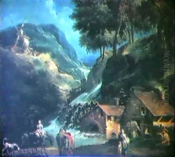 Paesaggi Con Figure Oil Painting by Antonio Diziani