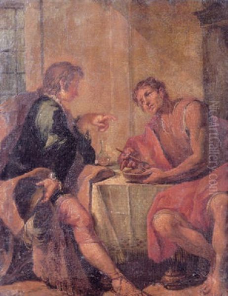 Esau Selling His Birthright To Jacob Oil Painting by Gaspare Diziani