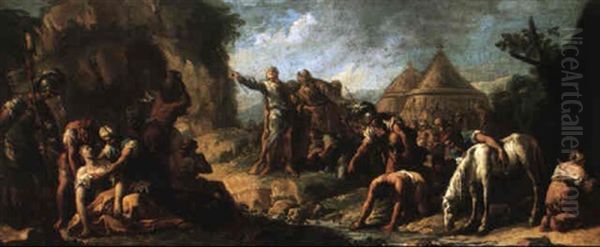 Moses Striking The Rock Oil Painting by Gaspare Diziani