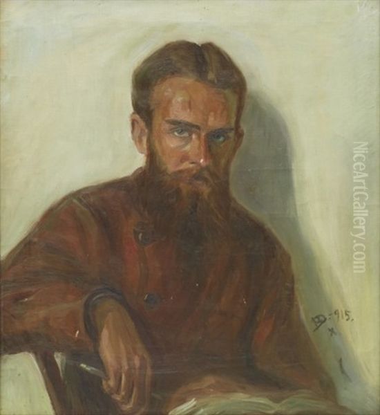 Portrait Of A Reading Man Oil Painting by Basile Djordjadze