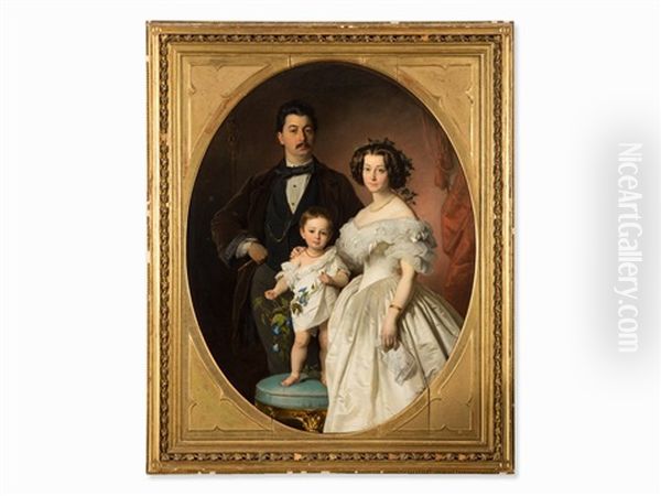 Family Portrait Oil Painting by Franz Joseph Dobiaschofsky