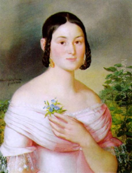 Portrat Einer Jungen Dame Oil Painting by Franz Joseph Dobiaschofsky