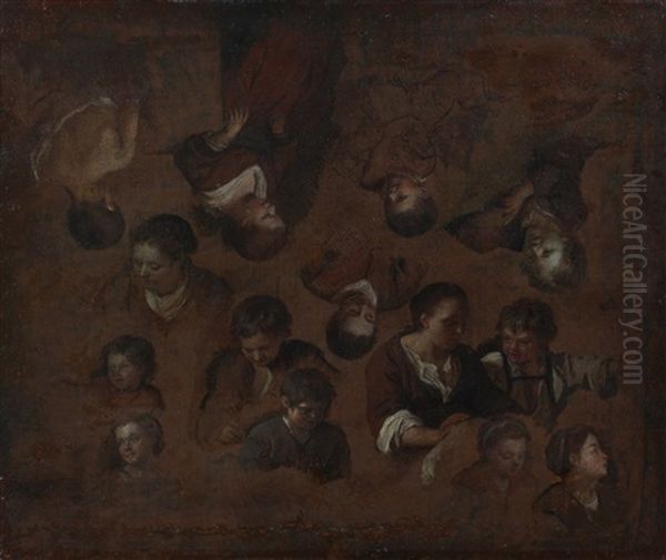 Veertien Studies Van Gezichten Oil Painting by Simon van der Does