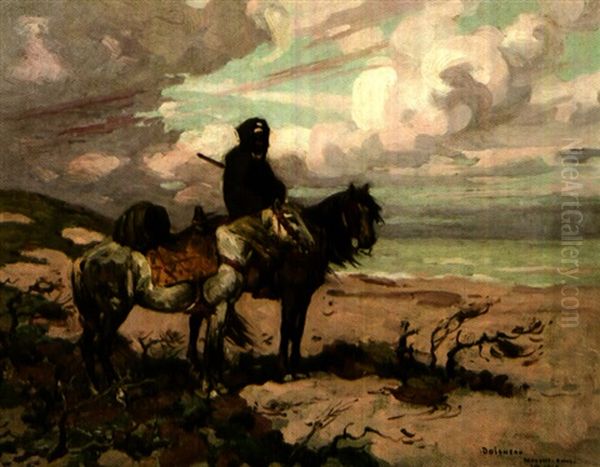 La Cavalier Et Sa Monture Oil Painting by Edouard Edmond Doigneau